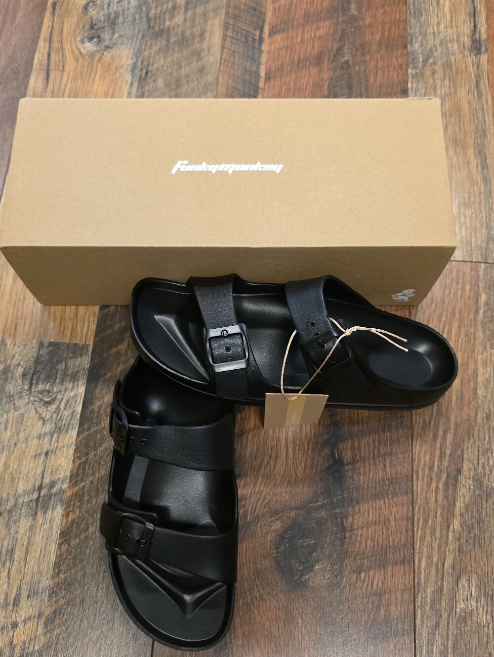 Brand New Funky Monkey Black Slides Sandals